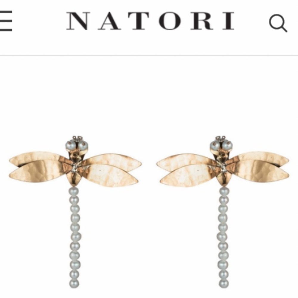 NNW Clip-On Hammered Brass Dragonfly Earrings